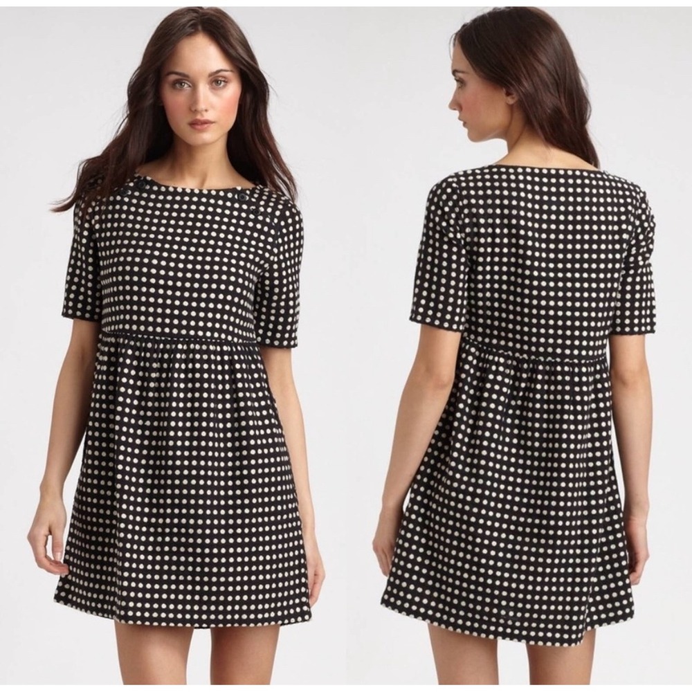 Ace & Jig Dottie Dress Black Cream Polka Dot Linen Cotton Woven Shift S